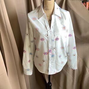 Source Unknown Evil Eye Print Blouse - White and Multicolor